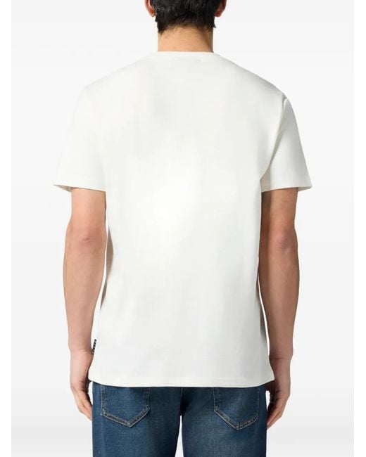 Philipp Plein White Round Neck T-Shirt Ice Cream Dollar for men