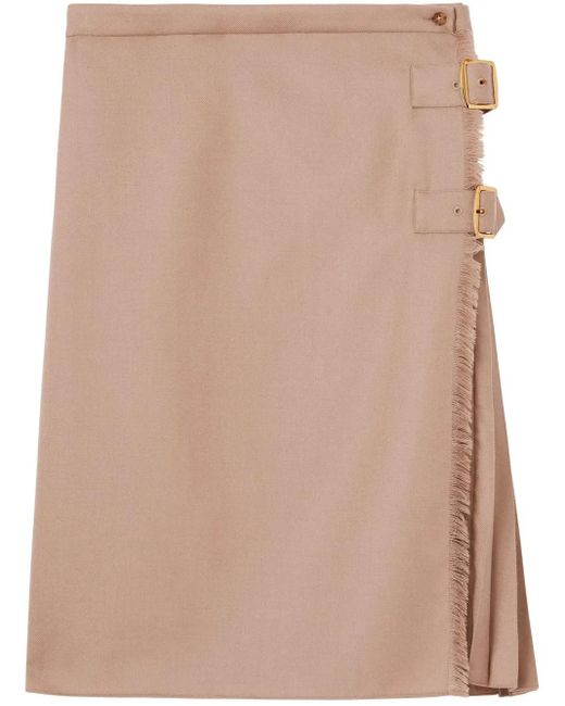 Burberry Natural Pleated Panelled Kilt