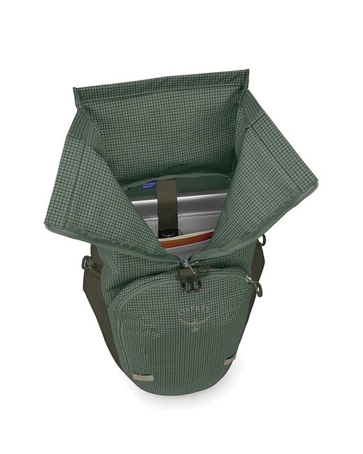 Osprey Green Grid-Pattern Roll-Top Backpack