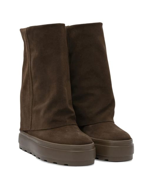 Casadei Brown Folded Platform Ankle Boots