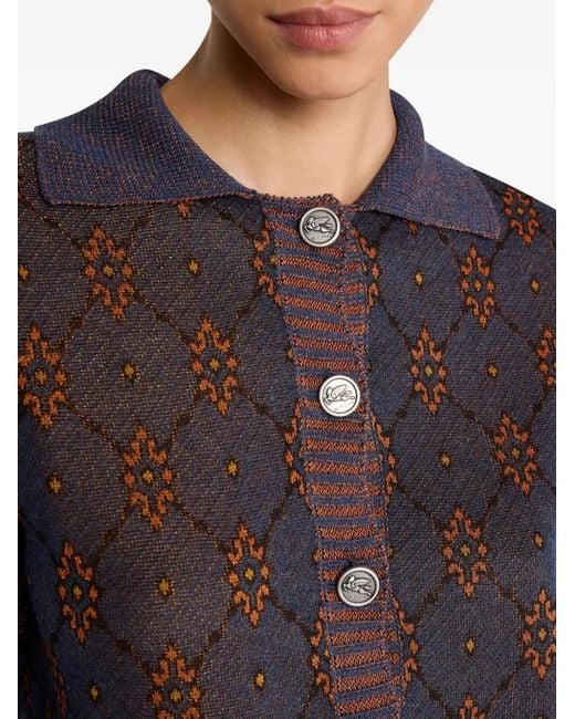 Etro Black Polo-Neck Patterned Cardigan