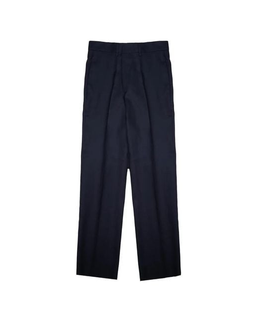 Tagliatore Blue Pleated Linen Trousers for men