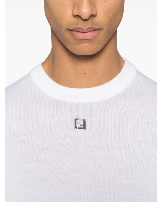 Fendi White Ff-Motif Sweater for men