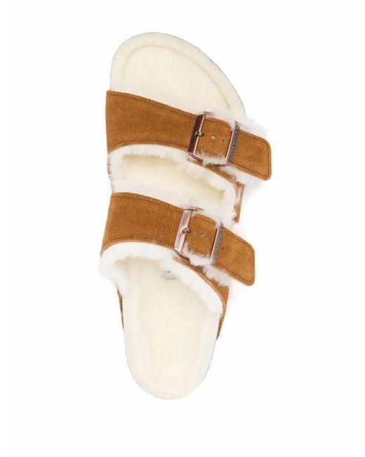 Birkenstock Brown Arizona Shearling Sandals for men