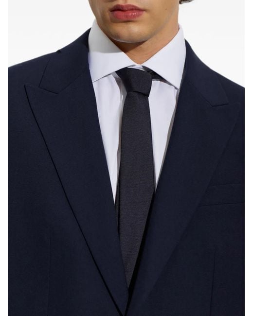 Moschino Blue Logo-Embroidered Silk Tie
