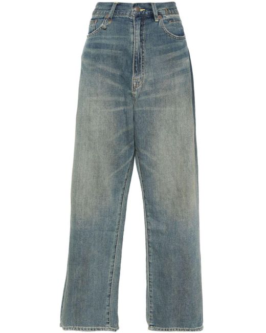 R13 Blue Halbhohe Venti Wide-Leg-Jeans
