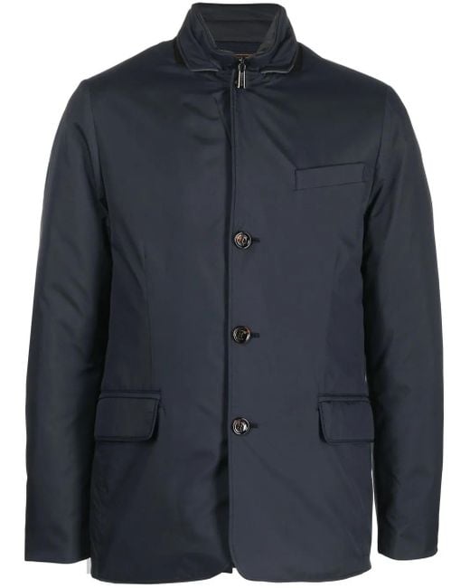 Moorer Blue Single-Breasted Padded Jacket for men