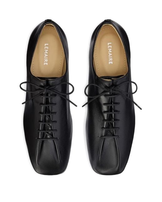 Lemaire Black Souris Leather Lace-Up Derby Shoes