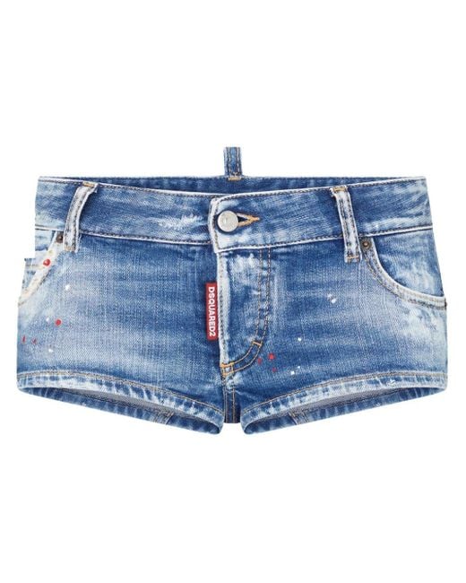 DSquared² Blue Jeans-Shorts im Patchwork-Look