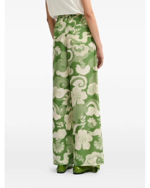 Essentiel Antwerp Green Pleated Printed Trousers