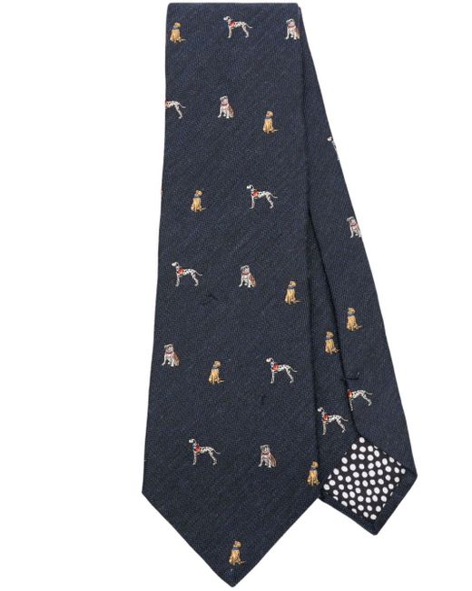Paul Smith Blue Dogs-jacquard Tie for men