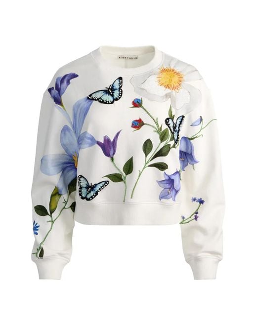 Alice + Olivia White Russell Butterfly Sweatshirt