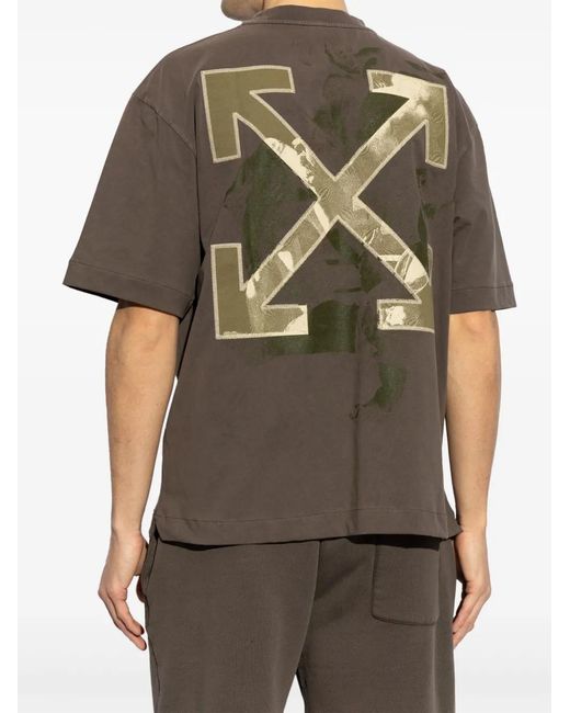 Off-White c/o Virgil Abloh Brown Short Sleeve Martyrdom Arrow Skate T-Shirt for men