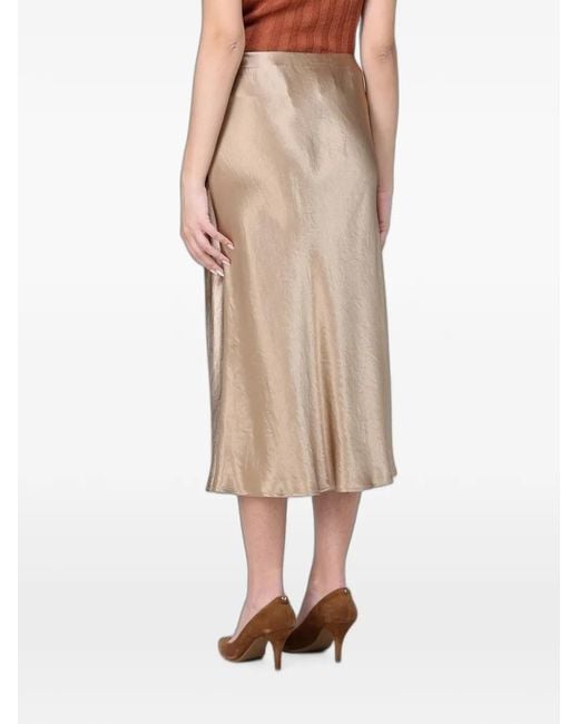 Max Mara Natural Satin-Finish Silk Skirt