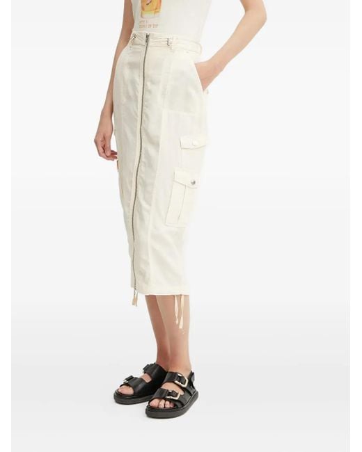 Guess White Zip-Front Cargo Skirt