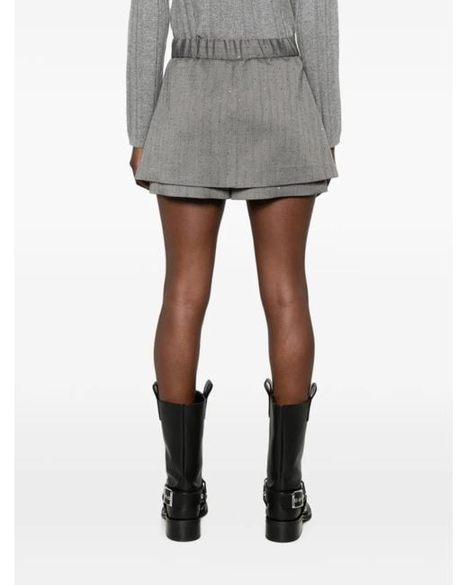 Maje Gray Striped Pleated Shorts