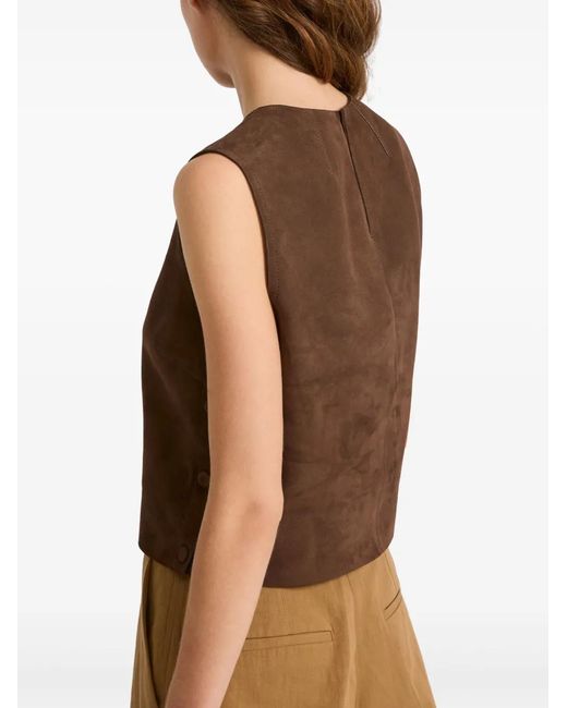 Yves Salomon Brown Sleeveless Suede Top
