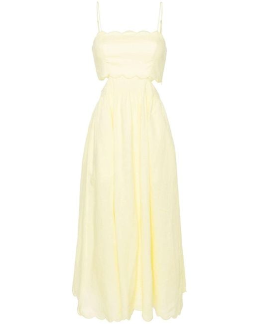 Zimmermann Yellow Pale Cut-out Sides Linen Maxi Dress