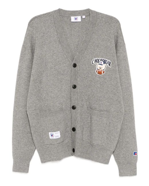 Cárdigan con oso bordado de x Russell Athletic Chocoolate de hombre de color Gray