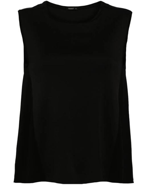 Transit Black Round-Neck Sleeveless Top