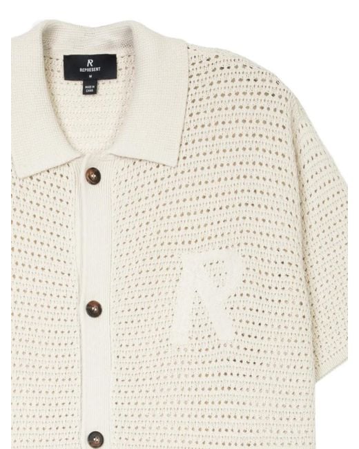 Represent White Initial Knitted Shirt for men