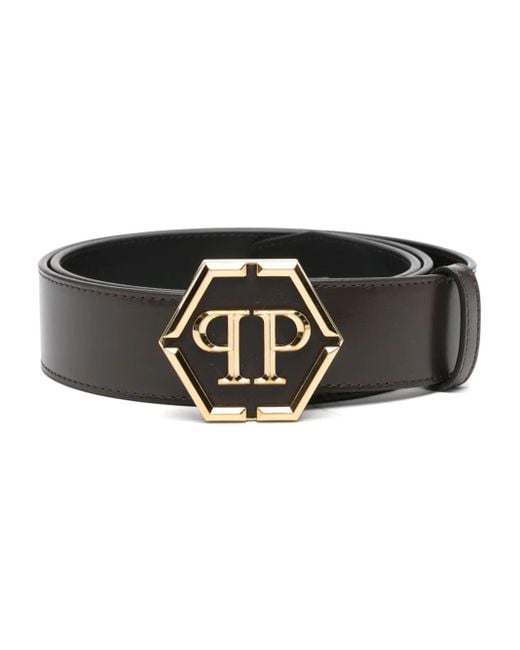 Philipp Plein Black Logo-Buckle Belt for men