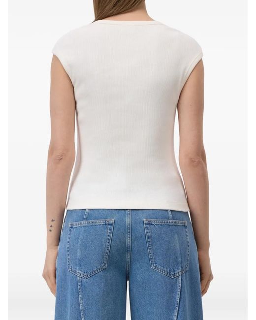 Closed White Ribbed-Knit T-Shirt