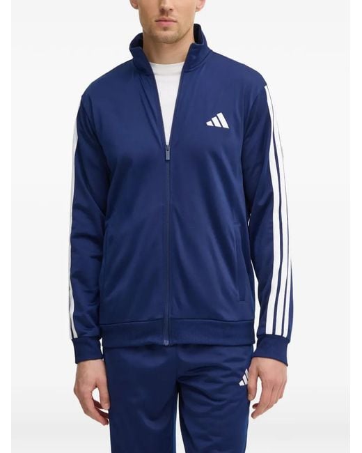 Adidas Blue Side-Stripe Zip-Up Tracksuit for men