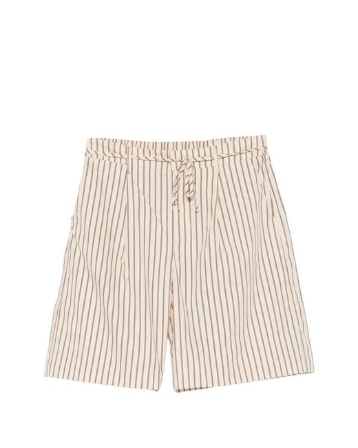 Yerse Natural Striped Drawstring-Fastening Shorts