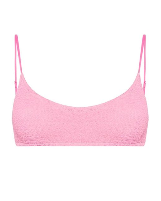 Mc2 Saint Barth Pink Crinkled-effect Bikini Top