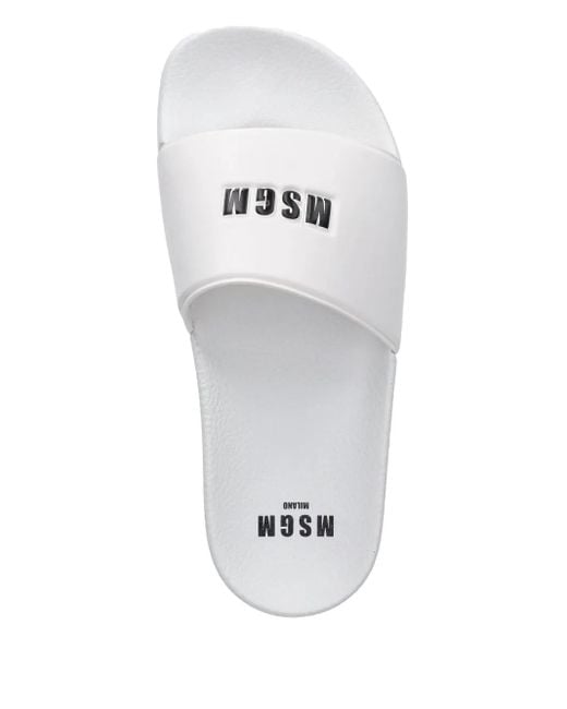 MSGM White Logo-Embossed Slides