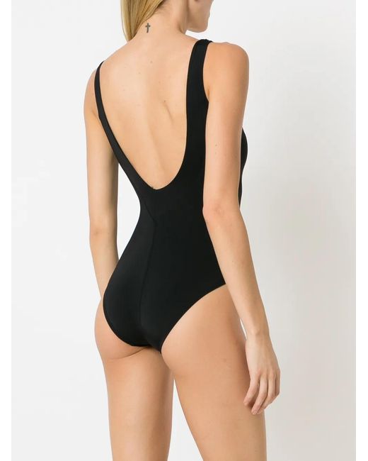 Amir Slama Black V-Neck Open-Back Swimsuit