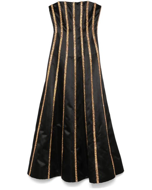 Jean Louis Sabaji Black Strapless A-Line Maxi Dress