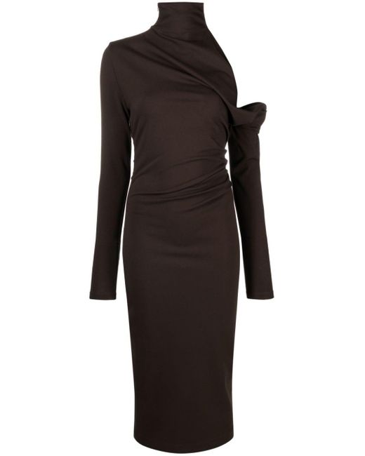 Robe mi-longue à design asymétrique GAUGE81 en coloris Black