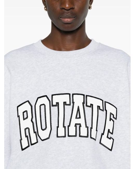 ROTATE BIRGER CHRISTENSEN Gray Embroidered-Logo Crew-Neck Sweatshirt