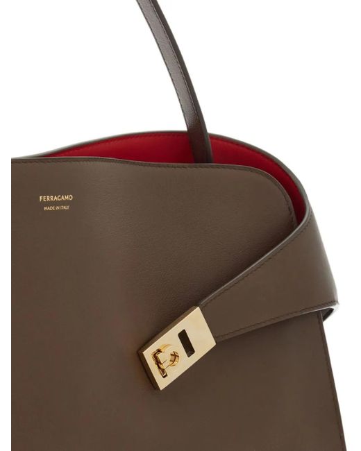 Ferragamo Brown Hug Soft Bicolor Shoulder Bag L