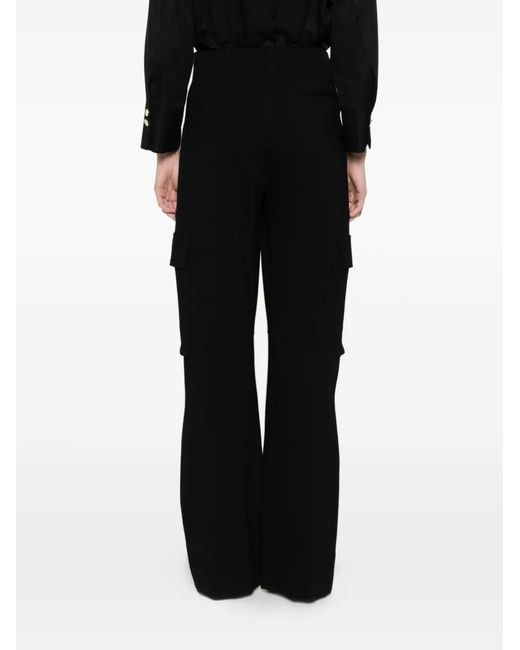 Erika Cavallini Semi Couture Black Pantalon À Poches À Rabat