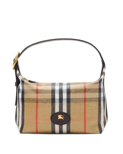 Burberry Natural Mini Highlands Checked Tote Bag