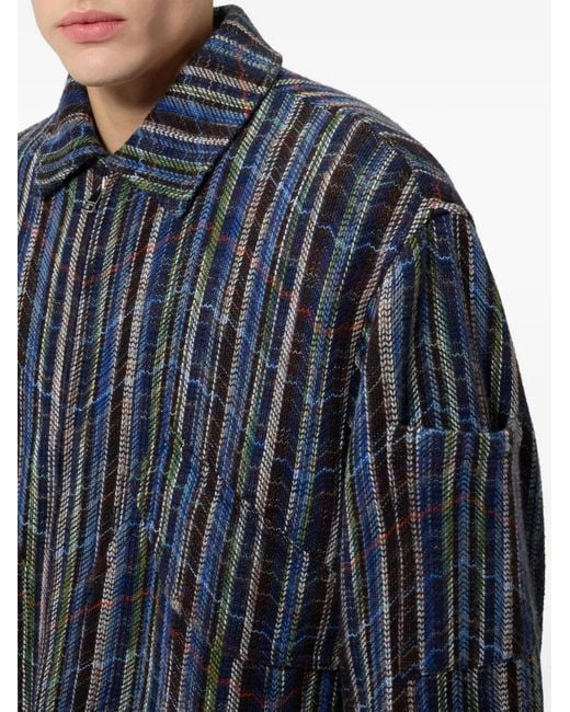 Missoni Blue Zigzag-Knit Zip-Up Jacket for men
