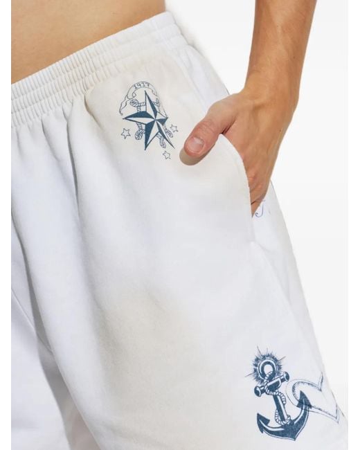 Balenciaga White Tattoo-Print Cotton Shorts for men