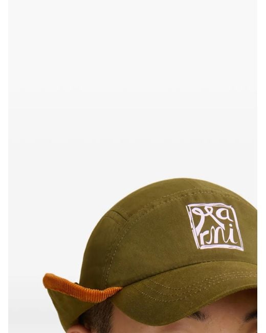 Marni Green Gabardine Baseball Cap With Ear Flaps for men