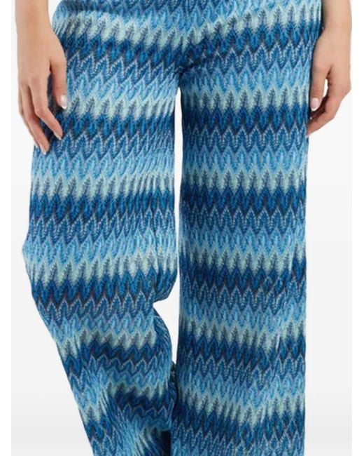 Rene' Derhy Blue Bahamas High-Waisted Flared Trousers