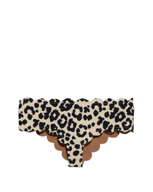 Marysia Swim Black Scalloped-Edge Spring Bikini Bottoms