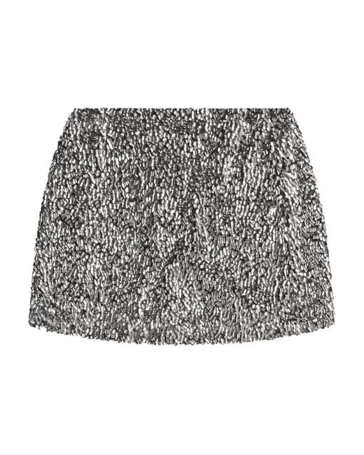 Area Gray Crysta- Cluster Sequin Mini Skirt