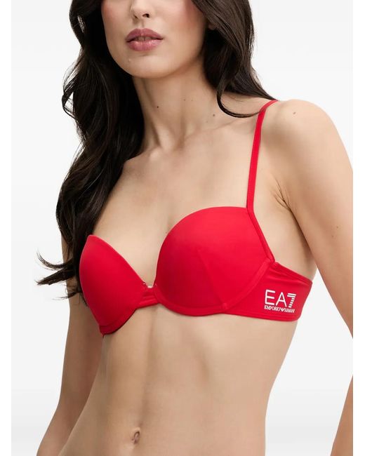 EA7 Red Logo-Print Bikini