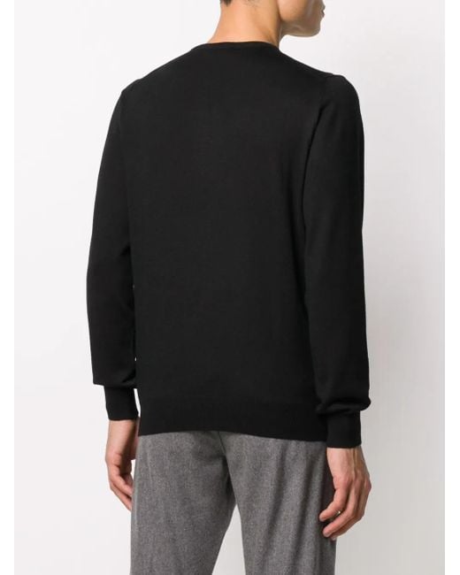 Barba Napoli Black Round Neck Jumper for men