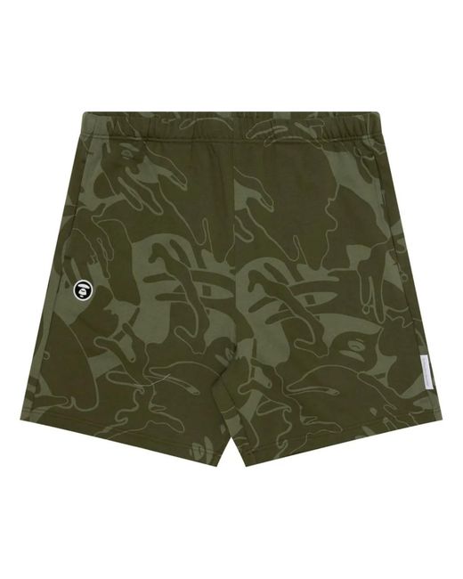 Aape By A Bathing Ape Green Logo-Print Jacquard Shorts for men