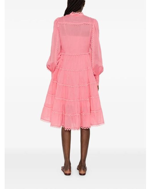 ERMANNO FIRENZE Pink Layered Lace Midi Dress