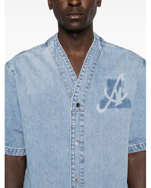 Axel Arigato Blue Logo-print Denim Shirt for men