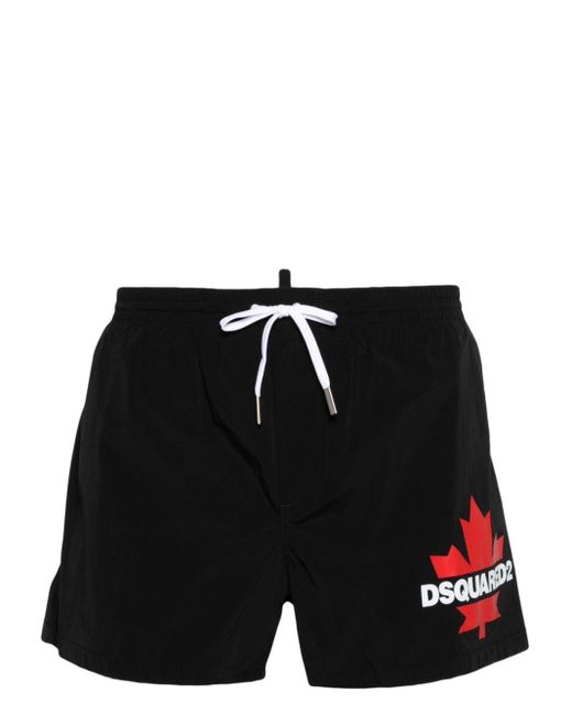 DSquared² Black Logo-print Drawstring-waist Swim Shorts for men